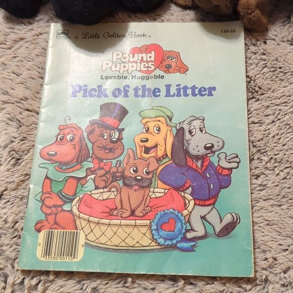 Pound Puppies Lot of 2, Brown long ear, Black Short Ear Hasbro with book - Picture 2 of 8